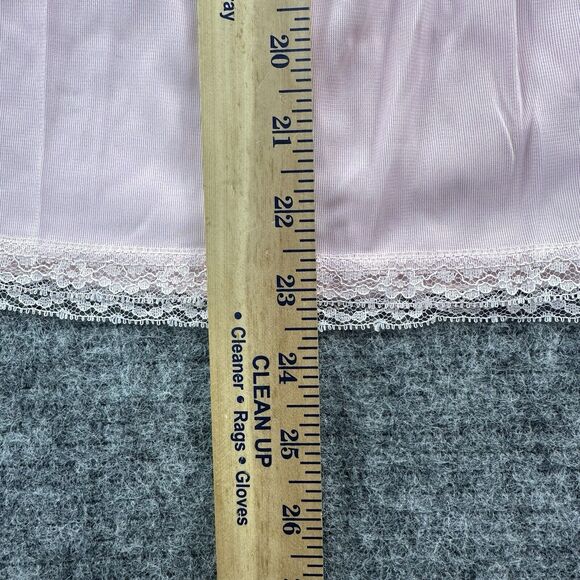 Vintage 80s Slip Pink Medium Butterfly Lace Half Satiny Feminine - Picture 7 of 7